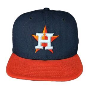 New Era Houston Astros Embroidered H Briseno Jr Flat Bill Fitted Size 6 1/2 Hat
